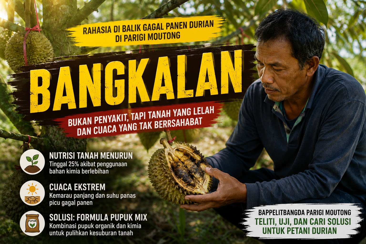 Bappelitbangda Parigi Moutong Teliti Penyebab Gagal Panen Durian, Siapkan Formula Pupuk untuk Atasi "Bangkalan"