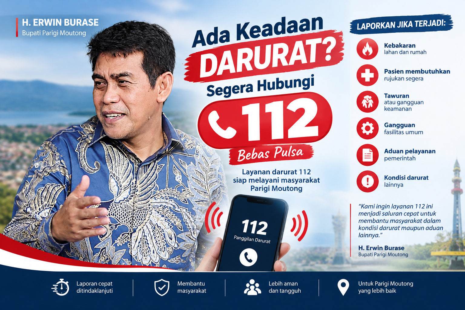 Dari Kebakaran hingga Pasien Butuh Rujukan, Erwin Burase Minta Warga Hubungi 112